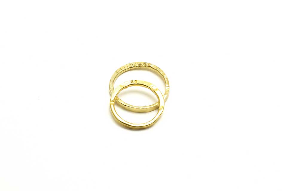 Slim Hand Forged 24K Gold Wedding Rings