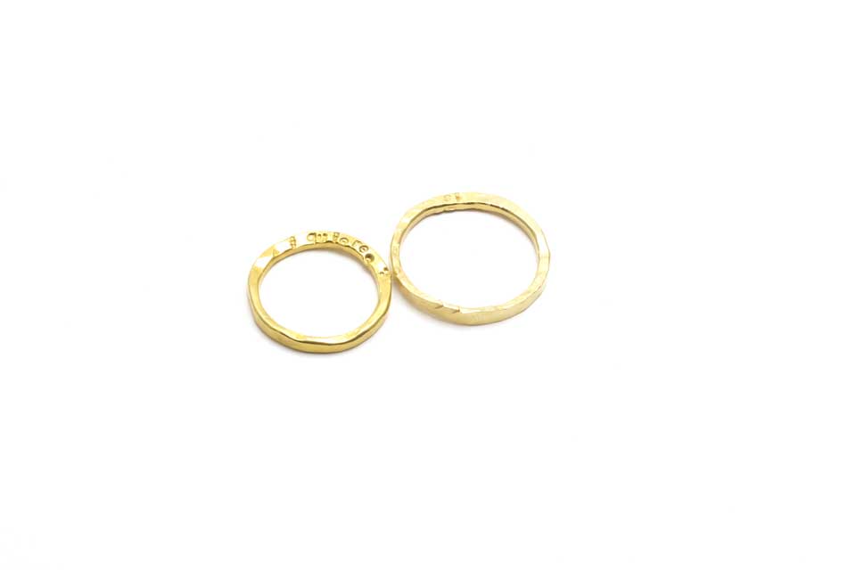Slim Hand Forged 24K Gold Wedding Rings