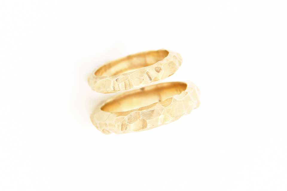 Unique Hand-Carved Gold Wedding Rings