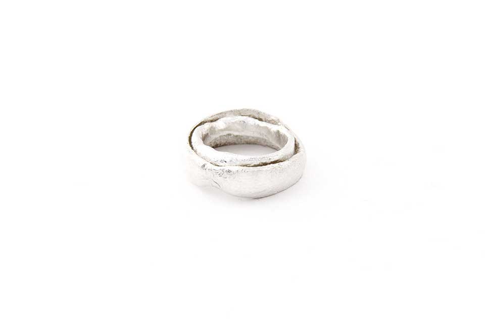 Half Melted Silver Wedding Rings 'Fireproof'