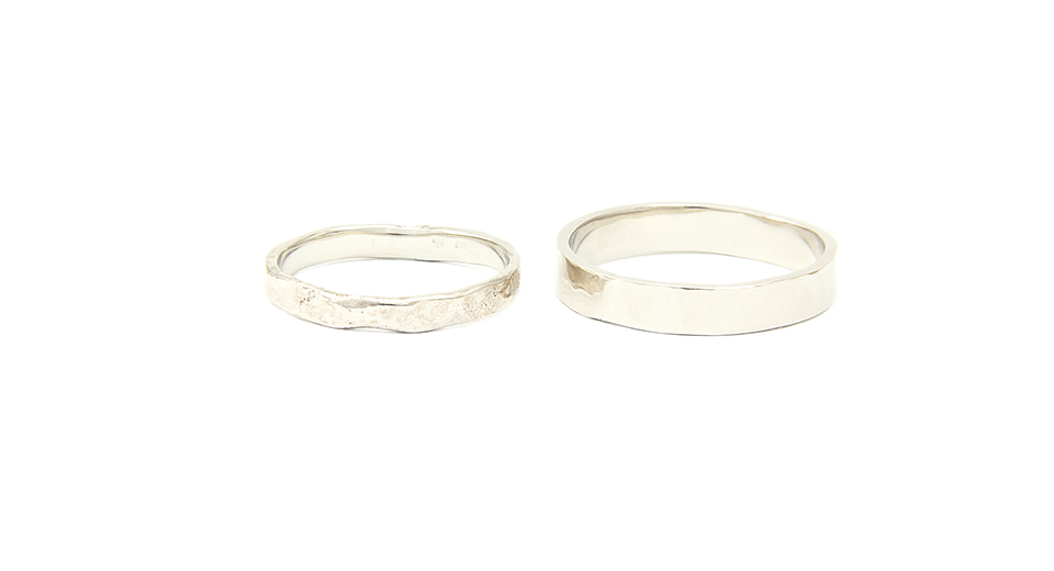 Forged White Gold Wedding Bands