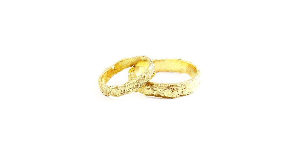Unique textured statement wedding rings