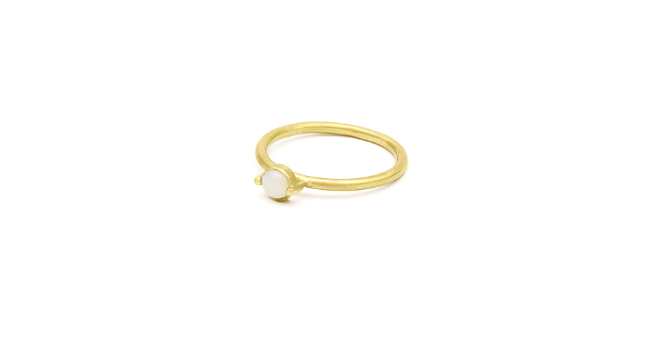 White Opal Minimalist Engagement Ring