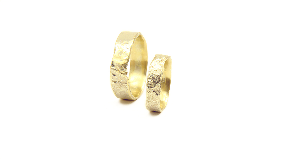 gold-organically-creased-wedding-rings