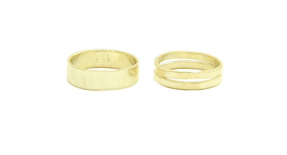 Hand-Forged-Gold-Double-Bands